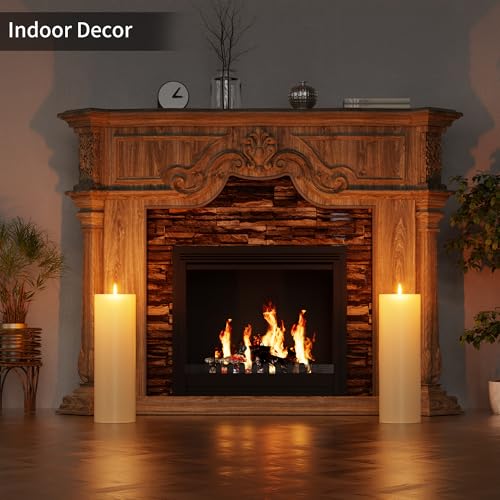 BUTHY 12" x 4" Large Outdoor Candles with Timer Waterproof Flickering LED Flameless Candles Battery Operated with Remote Fake Pillar Candles Realistic for Patio Porch Lanterns, Ivory 2 Pack - color: Ivory, size: 12in-2Pack