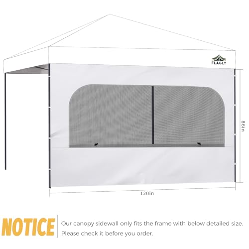 10x10 Pop Up Canopy Sidewall - 1 PC 300D Waterproof Attachable Tent Wall, Privacy Shade for Outdoor Events, Vendor Booths (Tent Not Included, with U-Shaped Window) - style: with U-Shaped Window