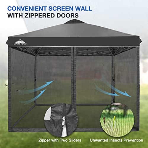 EAGLE PEAK 10x10 Outdoor Easy Pop up Canopy with Netting, Instant Screen Party Tent with Mesh Side Walls, Gray - color: Gray