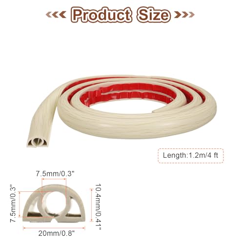 HARFINGTON 4ft Cord Cover Floor W0.3 x H0.3 Inner Channel PVC Hide Extension Cable Floor Wire Hider Wire Covers Protector for Prevent Cable Trips Cables Management, Wood Beige - color: Wood Beige, size: W0.3"xH0.3"x4ft