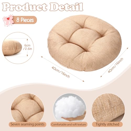 Fumete 8 Pcs 16 Inch Round Floor Cushions for Kids and Toddlers, Flexible Seating Classroom Furniture Floor Pillow for Home, Daycare, Preschool, Yoga and Meditation (Flax) - color: Flax