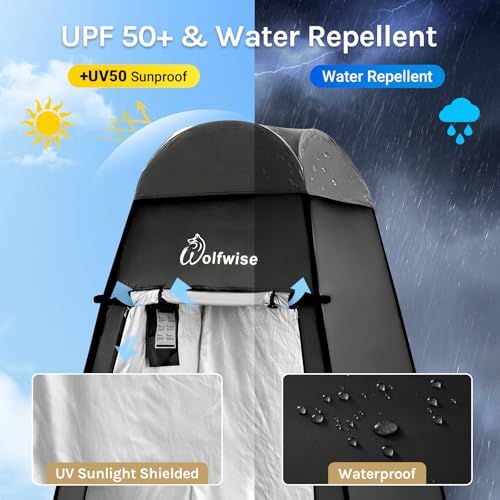 WolfWise Pop Up Changing Tent for Beach, Camping Portable Shower Tents, Outdoor Privacy Bathroom, Change Dressing Clothes Tent Pop Up Instant for Camp, Toilet, 6.2ft/6.6ft/6.9ft High - color: Black, size: Spacious Pro: 74.8" H, 47.2" W