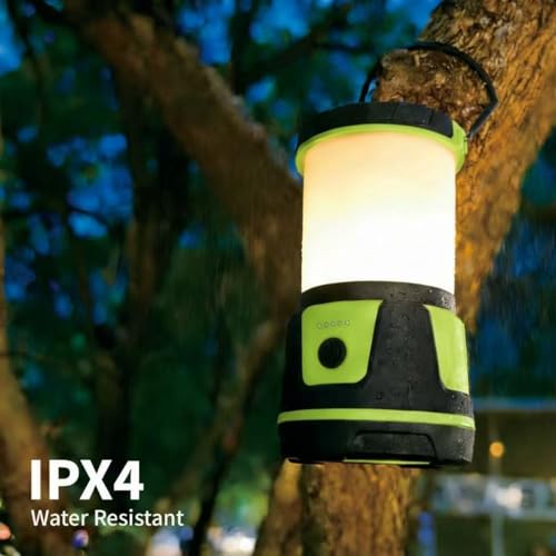 Rechargeable LED Lantern - 3000 Lumens, 5 Light Modes, IP54 Waterproof, 7500mAh Battery, Portable Flashlight for Camping, Hiking, Power Outages & Emergencie (Green) - color: Green
