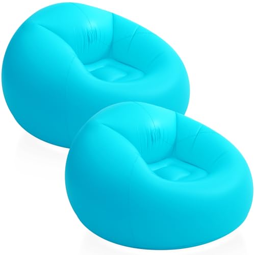 Realspring Inflatable Bean Bag Chair for Adult Bean Bag Sofa Chair Blow up Inflatable Furniture for Outdoor Living Room Bedroom Balcony Travel Party Gift Accessories(Lake Blue,2 Pcs) - color: Lake Blue