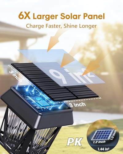 Solar Pathway Lights, Outdoor Lights Waterproof 6 Pack, Large Solar Panel, Type-C Fast Charge, 36H Long Lasting, Auto On/OFF, Dimmer & Breathing, Outdoor Lamp for Path/Patio/Backyard/Garden Decoration - color: Black