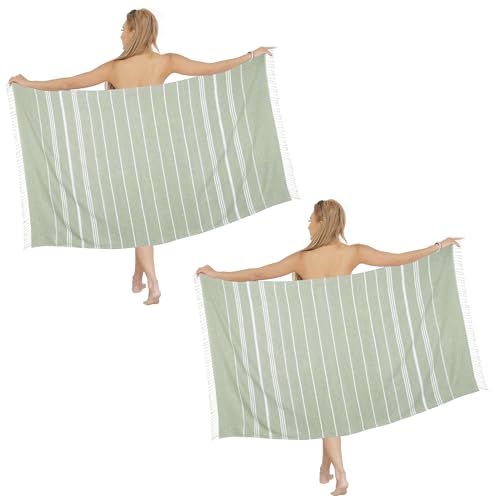 Beach Towel 2 Pack,Sand Free Beach Towels Oversized 39 x 72,Turkish Beach Towel Quick Dry Towel,Lightweight Pool Towels for Adults Travel Towel,Cool Beach Accessories Super Absorbent Towels - color: 2 Pack Dark Green