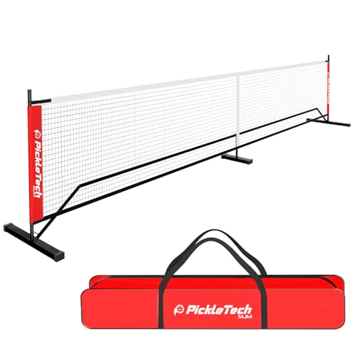 PICKLETECH 4.0 Slim Version Portable Pickleball Nets Outdoor Game 22 FT Pickleball Net-USAPA Regulation Size-Pickle Ball Net System with Carrying Bag for Driveway - color: Red, size: 22ft-4.0slim