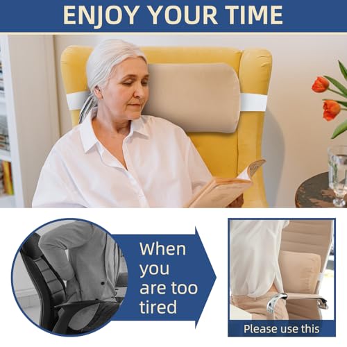 Headrest Pillow for Patio Chaise Lounge, 2 Packs Head Pillow with Elastic Band for Zero Gravity Lounge Chair, Head Neck Rest Pillow Lumbar Pillow, Beige - color: Beige