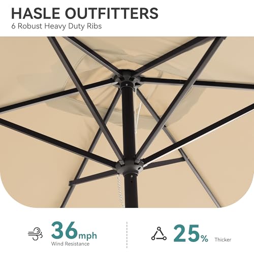Rectangular Patio Umbrella, 6.5 x 10 ft Rectangle Table Umbrellas w/Heavy Duty Ribs, Effortless Crank and Push Button Tilt, Wind Resistant Sun Umbrella for Outdoor Patio, Beige - color: Beige