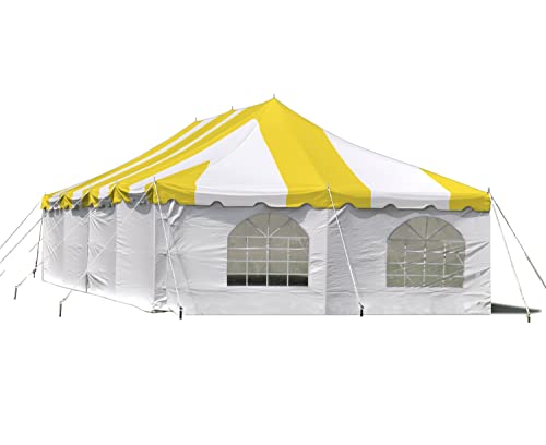 Party Tents Direct 20'x 40' Weekender Canopy Pole Tent with Sidewalls - Easy Up Canopy Tent with 160 Person Capacity - Outdoor Canopies for Parties, Weddings, and Events (Yellow/White) - color: Yellow, size: 20' x 40'