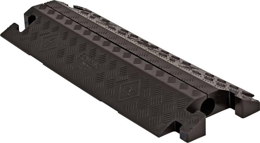 Checkers 1 Channel Industrial Drive Over Cable Protector, Drop in for 2.25" Lines, 23k/Axle Load Capacity Hose and Cable Ramp for Heavy Duty Equipment, Made in The USA, Black, CP1X225-GP-B - color: Black, style: Drop In