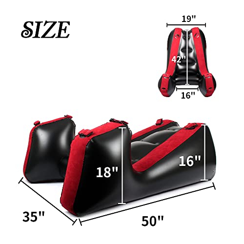 Inflatable Sofa Bed, Inflatable Sofa with Household Air Pump, Portable Lounge Chair, Relaxation Tools for Bedroom (Red) - color: Red