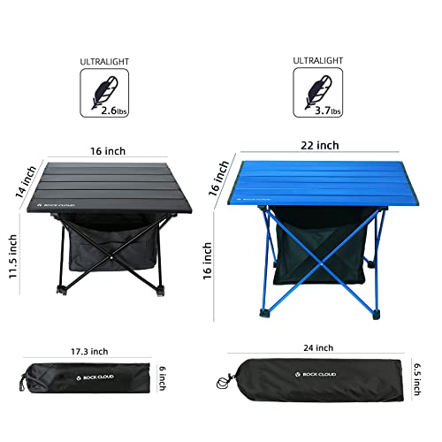 ROCK CLOUD Portable Camping Table Ultralight Aluminum Camp Table with Storage Bag Folding Beach Table for Camping Hiking Backpacking Outdoor Picnic - color: Blue, With Storage Bag, size: Medium