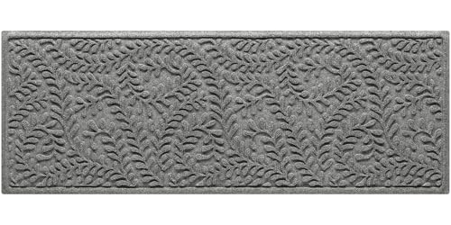 WaterHog Boxwood Front Door Mat Indoor Outdoor Entrance, Absorbent All-Weather Doormat with Non-Slip Rubber Backing, Dirt & Moisture Trapper, Low Profile & Easy Clean, Made in USA, 22"x59" Medium Grey - color: Grey, size: Runner 22"x59" (2'x5')