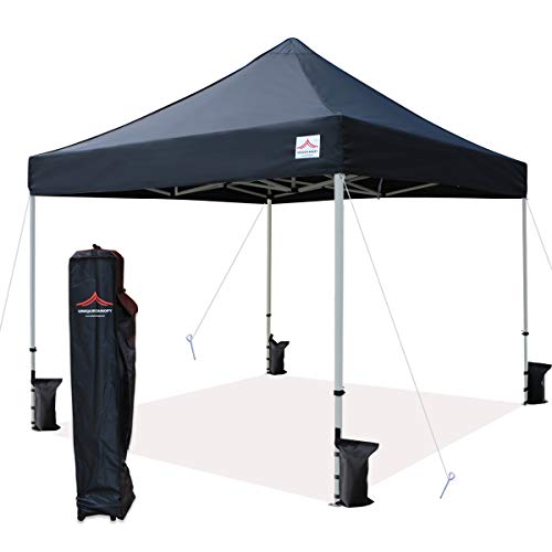10'x10' Pop Up Canopy Tent Commercial Instant Shelter with Heavy Duty Roller Bag, 4 Canopy Sand Bags, 10x10 FT Black - color: Black