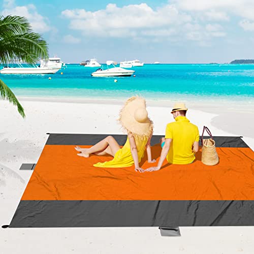 ACH Beach Blanket Waterproof Sandproof Extra Large Beach Mat Oversized 120"×108" Portable Lightweight Outdoor Family Mat for Indoor Outside Picnic Camping Hiking Travel - color: Dark Grey