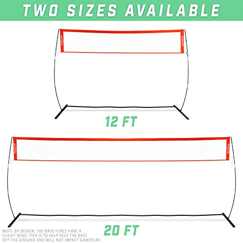 GoSports Freestanding Volleyball Training Net - 12 ft or 20 ft - Indoor our Outdoor Use, Instant Setup, and Height Adjustable - style: 12 ft