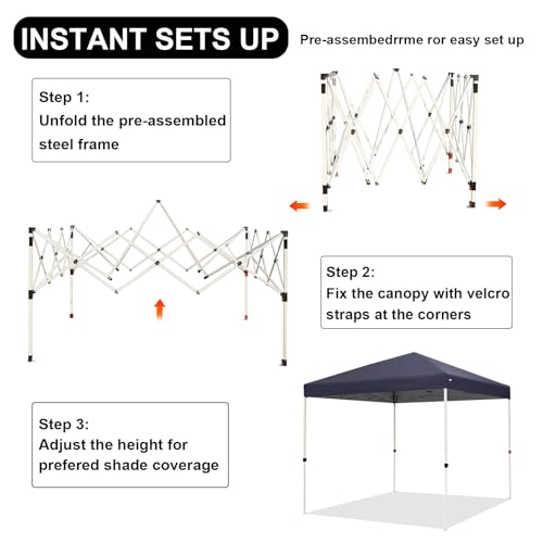 Northroad 8X8 FT Pop Up Canopy, Outdoor Instant Canopy Tent w/Carrying Bag, Portable Gazebo Shelter for Wedding Party,Commercial Event,Patio,Garden,Beach -Dark Grey - color: Dark Grey, size: 8x8