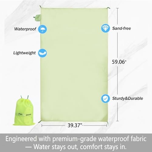 Picnic Blanket Waterproof – Packable Sand Proof Beach Blanket (0.42lb/0.66lb), Compact & Foldable, Fits in Pocket with Integrated Stakes, Ideal for Camping, Hiking, Travel, Concert, Festival - size: 59.06" X 39.37"for 1-2 Persons