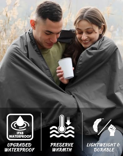 DUKUSEEK Hooded Stadium Blanket, Waterproof Windproof Outdoor Fleece Blanket - Large (79x56), Portable, Wearable, Warm for Outdoor Camping, Picnic, Stadium, Sports, Beach, Concerts, Car, Dogs… - color: Black