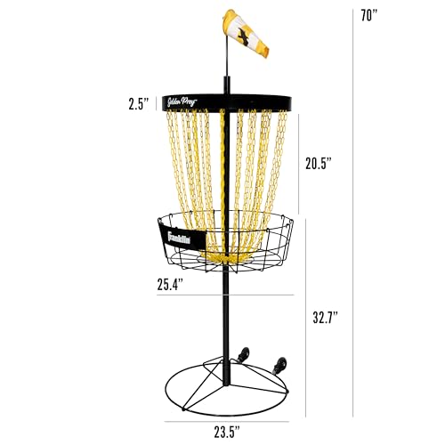 Franklin Sports Disc Golf Baskets - Portable Disc Golf Target with Chains Included - Disc Golf Basket Stand Equipment for Hole + Course Creation - style: Championship Steel Chain