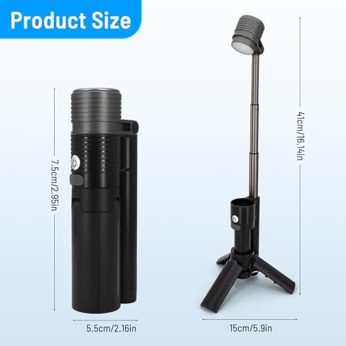 Telescopic Camping Light, Portable Rechargeable Camping Lantern, Outdoor Adventure Emergency Flashlight, Waterproof LED Camp Lamp with Magnetic (Black) - color: Black