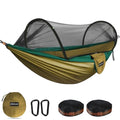 Chihee Ultra-Light Travel Camping Hammock Pop-up Net Hammock 660lbs Load Capacity,Breathable,Quick-Drying Parachute Nylon 2 Premium Carabiners,2 Tree Slings Included for Outdoor Backpacking Hiking - color: Camel/Olive Green