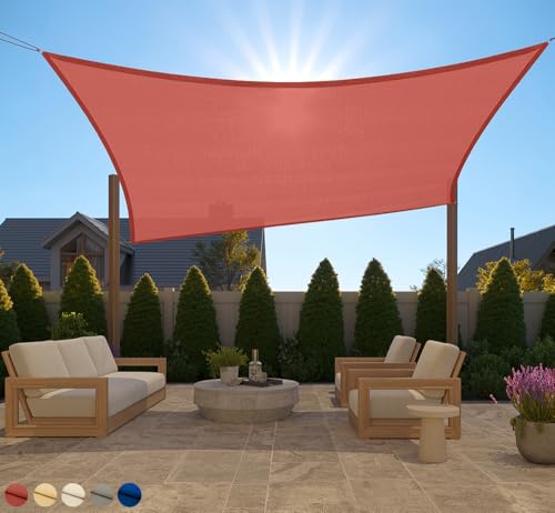 GORILLA GRIP Heavy Duty Sun Shade, UV Protection Fade Tear and Rust Resistant Rectangle Sunshade Canopy, Curved Edges Blocks Sunlight, Breathable Sail, Outdoor Patio, Lawn Garden, 8x10 FT Terra - color: Terra, size: 8' X 10', style: Rectangle