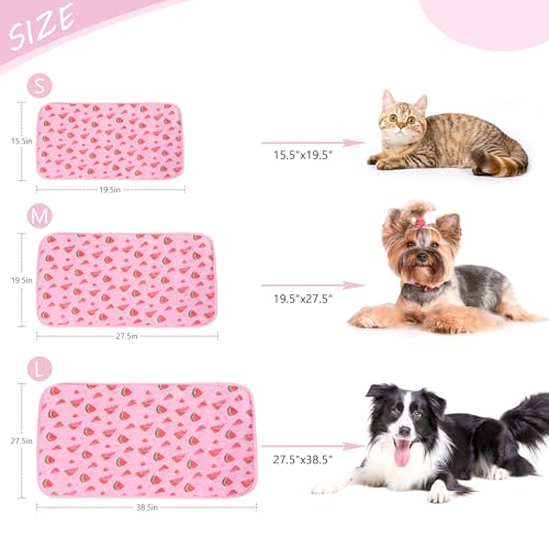 DELIFUR Cat Cooling Mat- Pet Cooling Mat Outdoor for Dogs Ice Pad for Kitten Cat Puppy Machine Washable (Small, Pink Watermelon) - color: Pink Watermelon, size: S: 19.5" x 15.5"