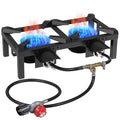 BESTFIRE Double Burner Propane Camping Stove with Independent Control Valves & 5PSI Hose - Heavy Duty Portable Outdoor Cooker for BBQ, Tailgating, and Camping - color: 20'' double burner