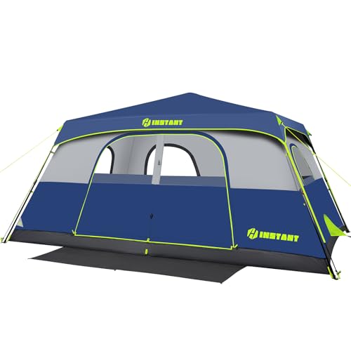 4/6/8/10 Person Instant Tent, Waterproof Pop Up Tents for Camping with Rainfly, 60 Seconds Easy Setup, Automatic Cabin Tent for Family Camping with Expandable Carry Bag & Upgraded Ventilation - color: Blue, size: 10 Person