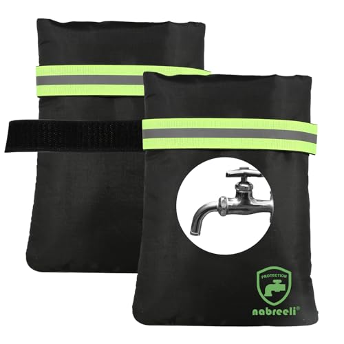 2Pack Outdoor Faucet Covers for Winter Freeze Protection, 8.5″x5.9″x1.9″ Thicker Hose Bib Insulation Cover Waterproof & Frost Free Outside Spigot Cover Bags Insulated Covers with Reflective Strips - color: 2pcs black