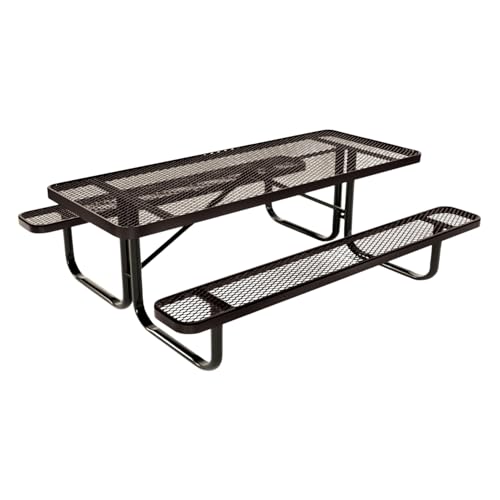 COATEDOUTDOORFURNITURE Heavy-Duty Portable Outdoor Kids Table, Expanded Metal Kids Picnic Table, Commercial-Grade Picnic Table, Made in America (6ft Rectangular, Childrens, Brown) - color: Brown, size: 6 Ft, Rectangle Childrens, Expanded Metal