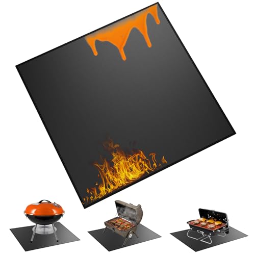 29×29 inch Heavy Duty Large Under Grill Mats for Outdoor Grill, Double-Sided Fireproof, Waterproof, Oil Proof Deck and Patio Protector, BBQ Mat Grill Floor Mats Fireplace Fire Pit Mat - size: 29×29 inch