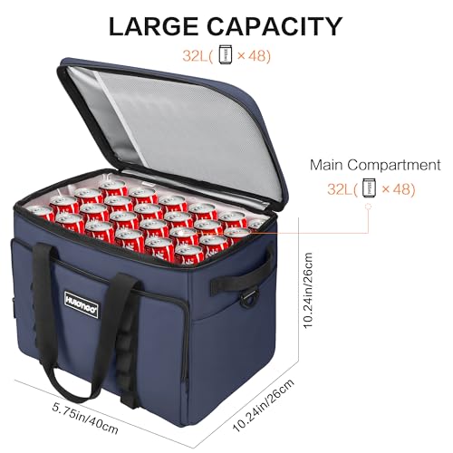 Soft Insulated Cooler Bag Collapsible Large Travel Coolers Soft Sided Coolers Ice Chest, Leakproof, Waterproof - color: blue