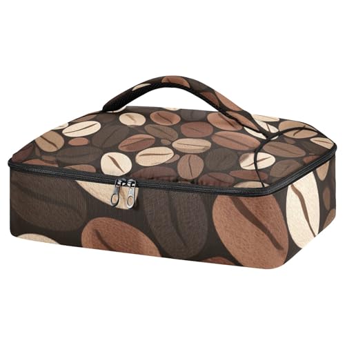 Casserole Carriers for Hot or Cold Food Reusable Casserole Dish Carrier Insulated Thermal Large Capacity Durable Perfect for Party Camping Family Gatherings Yellow Fish - color: Brown Vintage Coffee Beans