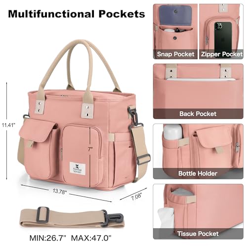 Hafmall 16L Large Pink Lunch Bag for Women, Loncheras para Mujer, Insulated Adult Lunch Tote Box for Work, 4.5Gallon - color: Pink
