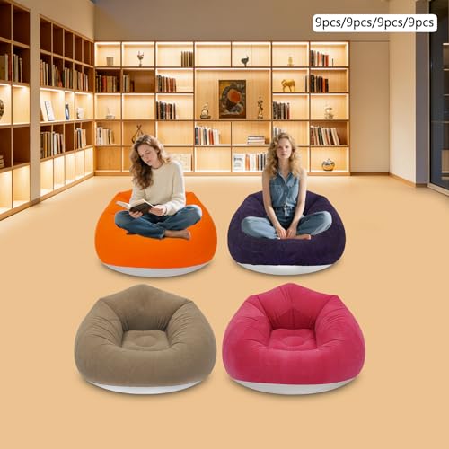 9 PCS Inflatable Ultra Lounge with Ottoman,Blow up Couch Load 264.55 Lbs,Inflatable Bean Bag Chairs for Homes, Yards, Lawns, Campsites, Balconies,Offices,Gardens (Orange) - color: Orange