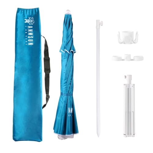 AMMSUN Shade Umbrella, Premium Portable Umbrella with Stand, 6.5ft Lightweight Free Standing Canopy for Sporting Games, Adjustable Instant Sun Protection and Easy to Carry, Light Blue - color: Light Blue