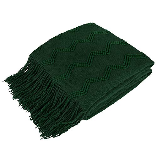 PAVILIA Emerald Green Knit Throw Blanket for Couch Bed, Soft Knitted Farmhouse Sofa Throw for Living Room, Lightweight Decorative Summer Throw Blanket for Chair, Outdoor Textured Boho Blanket, 50x60 - color: Emerald Green, size: 50 X 60 Inches - Throw