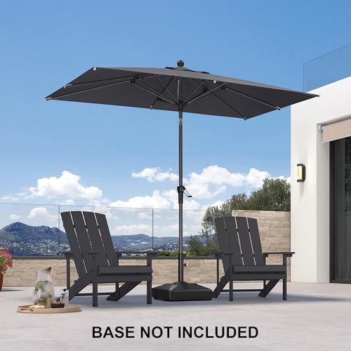 PURPLE LEAF 8' x 5' Rectangular Patio Umbrella Outdoor Table Umbrella Aluminum Frame Market Umbrella Sun Umbrella with 8 Sturdy Ribs & Tilt for Garden Deck Lawn & Pool Light Gray - color: Light Gray, size: 5' x 8'