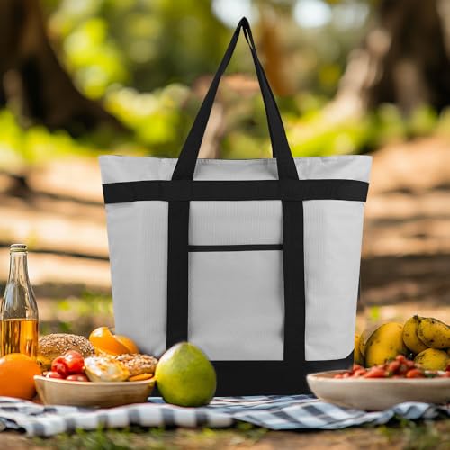 mosago Commercial Insulated Food Delivery Bag 39L, Heavy Duty Thermal Catering Tote with Zipper, Leakproof Hot & Cold Transport Bag for Restaurant & Professional Drivers, Grey - color: Gray