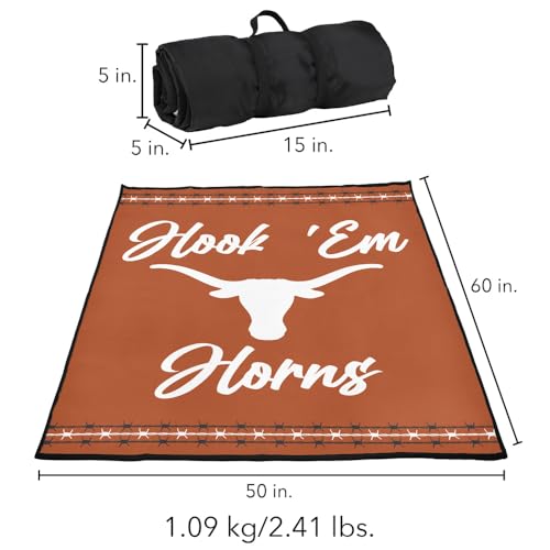 LOGOVISION University of Texas Picnic Outdoor Blanket, 50"x60" Barbed Stripes, Foldable Blanket for Picnic, Beach, Camping, Park, Tailgate - color: Barbed Stripes