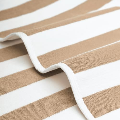 American Soft Linen Cabana Striped Beach Towels, 30x60 inch 4 Piece Oversize Pool Towels, Quick Drying Sand Free Swim Towels, Beige - color: Beige