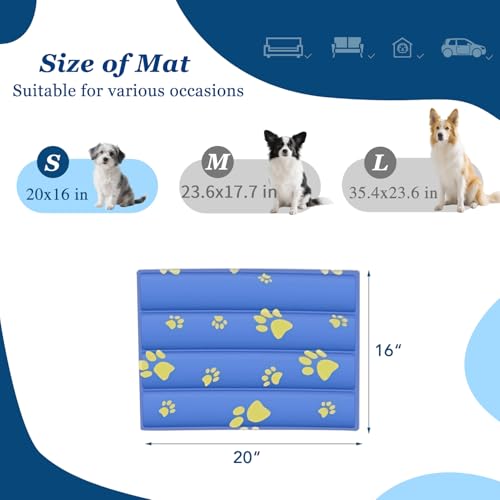 2025 Pet Cooling Mat for Dogs - 20"x16" Cats Cooling Pad Non-Slip Kennel Bed Mats for Summer, Washable Cool Pet Mat for Cats/Dogs - color: RoyalBlue Paw, size: 20"*16"(Small)