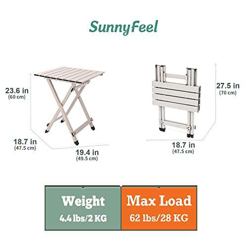 SUNNYFEEL Folding Camping Table - Lightweight Aluminum Portable Picnic Table, 18.5L x 18.5W x 24.5H Inch for Cooking, Beach, Hiking, Travel, Fishing, BBQ, Indoor Outdoor Small Foldable Camp Tables - color: Grey-2set