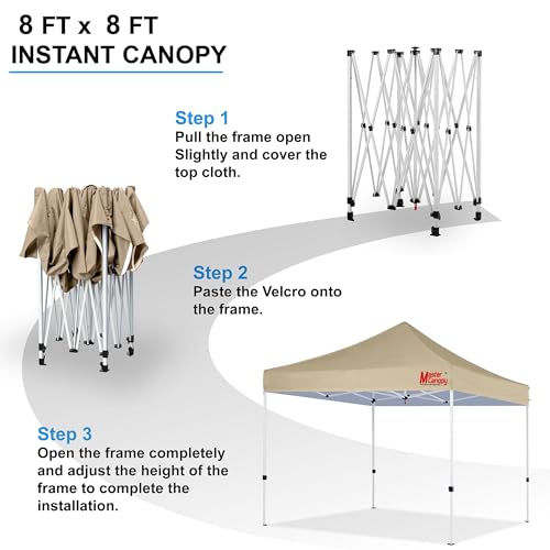 MASTERCANOPY Canopy Tent Commercial Grade Instant Shelter (8x8, Beige) - color: Beige, size: 8x8