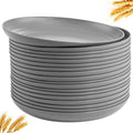 supernal 16pcs Dark Grey Wheat Straw Plates, Deep Dinner Plastic Plates, Reusable Plate, 10 inch Unbreakable Plate Set for Picninc, Camping, Lightweight Microwave Dishwasher Safe - color: Dark Gray