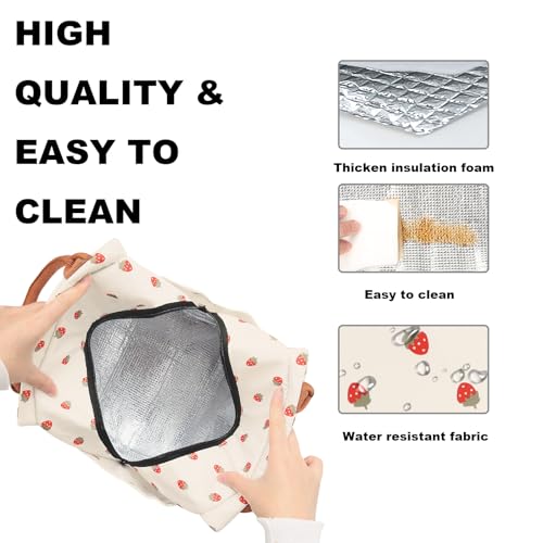 Joymee Lunch Bag Women Insulated Lunch Box Reusable Leakproof Large Spacious Cooler Tote for Women Men Adult with Bottle Holder and Side Pockets for Work Office Travel Picnic - Strawberry - color: 04 Strawberry