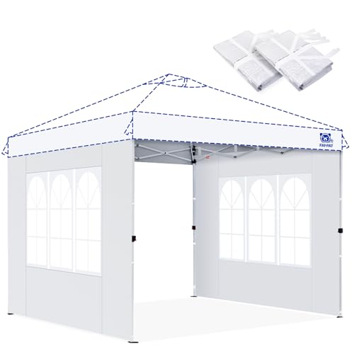 Fanpat Church Window 10x10ft Canopy Sidewalls for Pop Up Canopy, Waterproof UV Protection Fabric, Suitable for Outdoor Party, Picnics & Camping, White(2pcs Sidewalls Only, NOT Included Frame and Top) - color: White, size: 2 Pcs